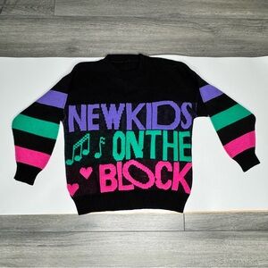 Vintage 90s New Kids On The Block NKOTB Neon Knit Sweater Women’s Sz S-M USA